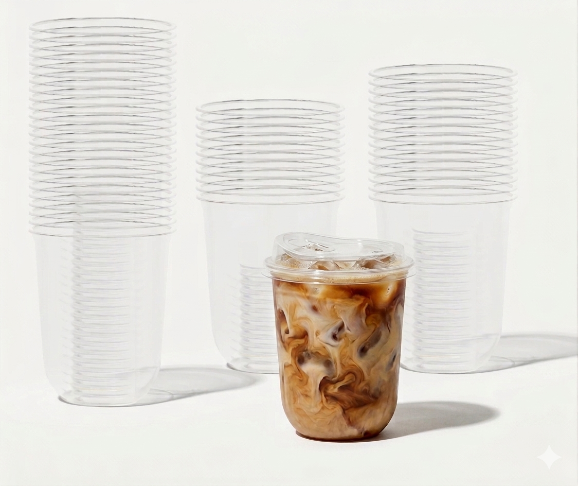 Compostable Iced Coffee Cups with Lids (16pk)